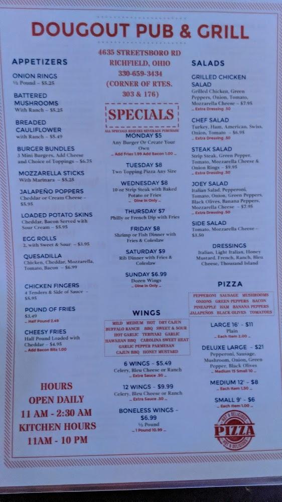 Doug Out Pub & Grill Menu image 3